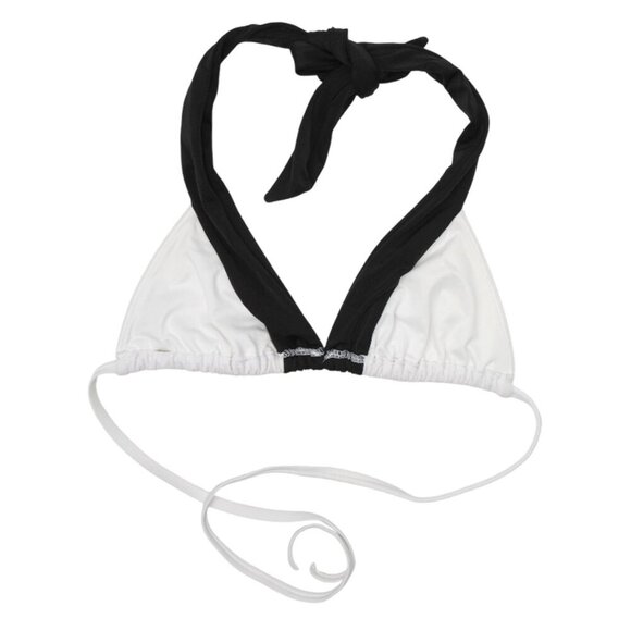 Victoria's Secret Halter Triangle Bikini Top Unpadded Swimsuit Black White Beach - Picture 3 of 4